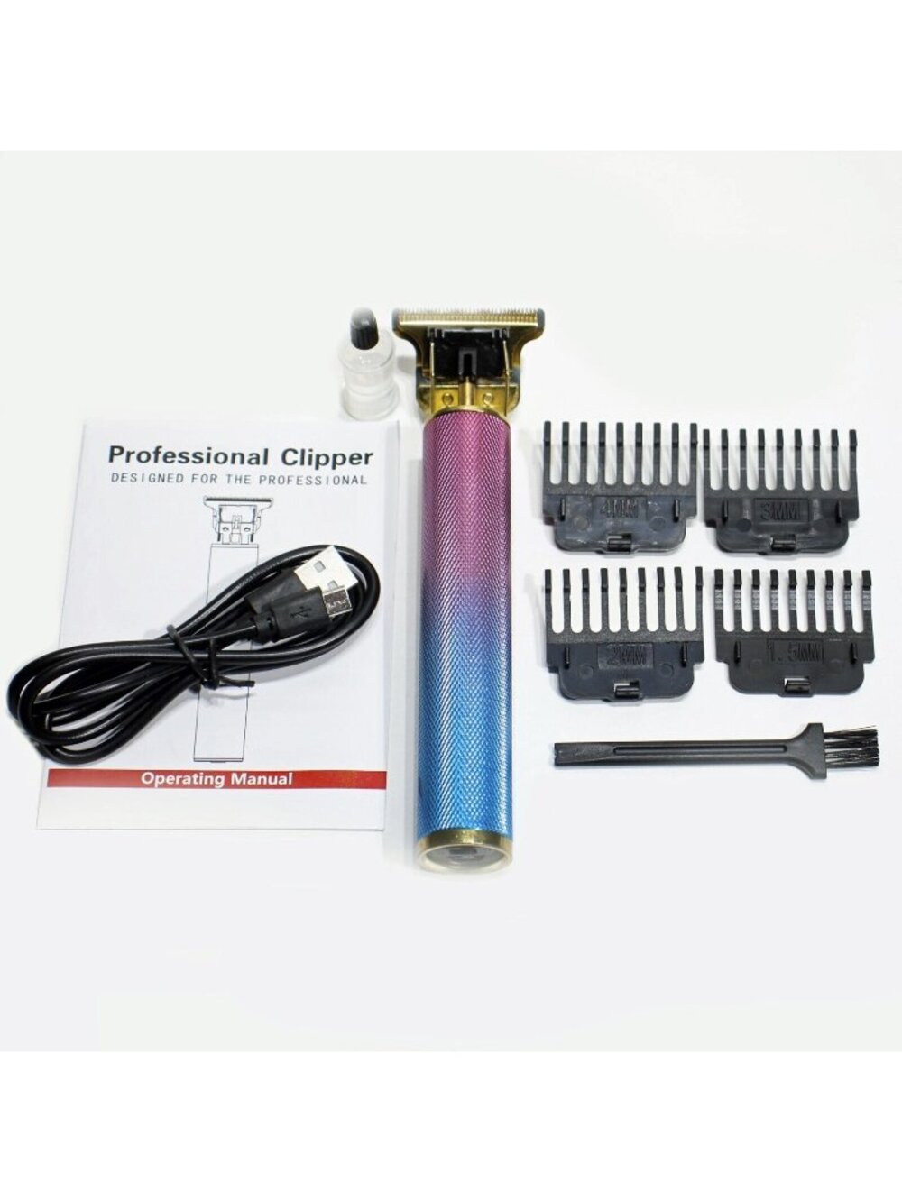 Professional Cordless Hair Trimmer Men Electric Hair Clippers Grooming Rainbow